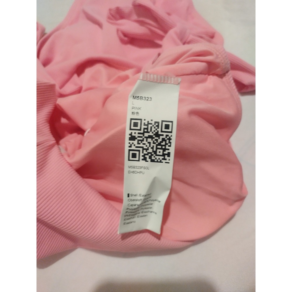 Womens One Piece Swimsuit Ribbed Tie Shoulder Pink M5B323FSOL L - Picture 5 of 6